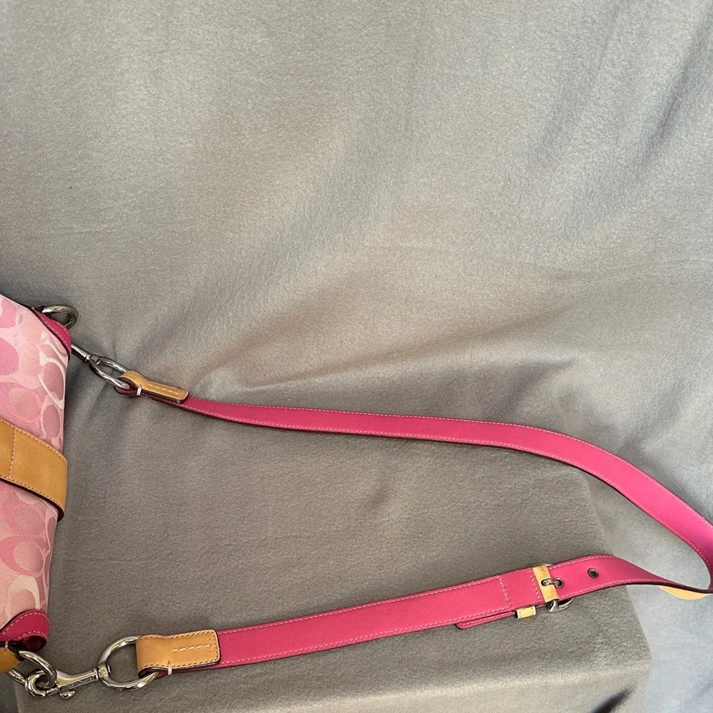 Coach 1854 Pink Signature Jacquard Buckle Flap Crossbody with Tag RARE Vintage - Picture 10 of 16